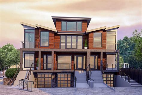 Modern Triplex House Plan with Drive-Under Parking - 85259MS | Architectural Designs - House Plans