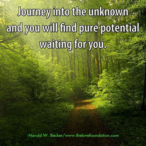 Journey into the unknown and you will find pure potential waiting for you.-Harold W. Becker # ...