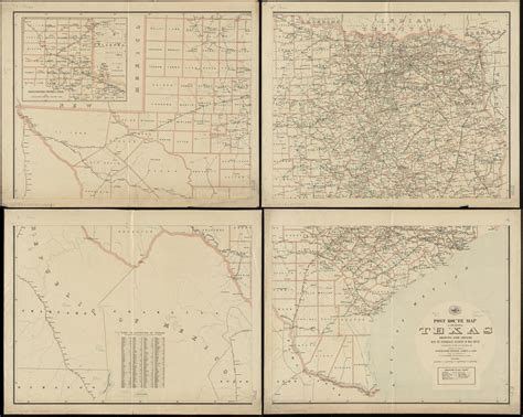 Post route map of the state of Texas showing post offices with the intermediate distances on ...