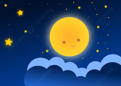 Cartoon Night Sky With Moon And Stars Background, Night Sky Background ...