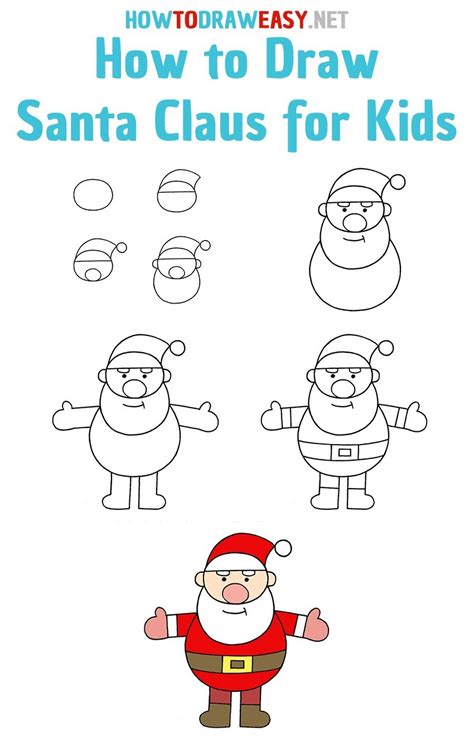 How to Draw Santa Claus for Kids - How to Draw Easy