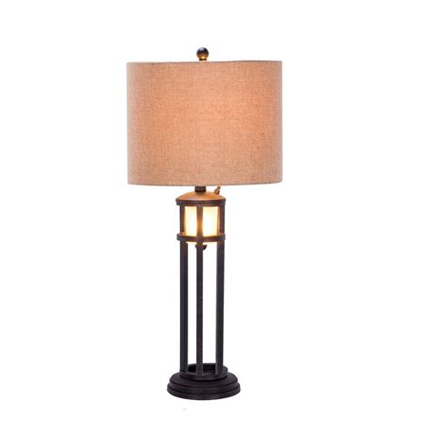 Fangio Lighting 30 in. Black Metal and Frosted Glass Table Lamp with Nightlight-W-1536 - The ...