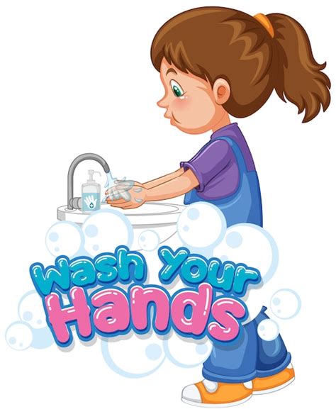 Wash your hands poster design with girl washing hands | Free Vector