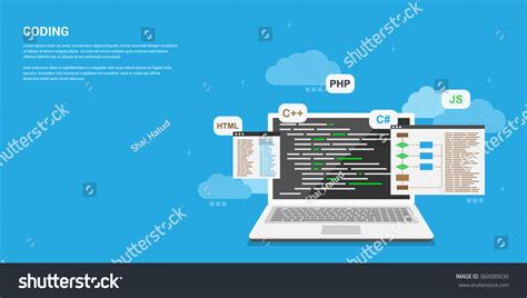 Flat Style Banner Design Coding Programming Stock Vector (Royalty Free ...