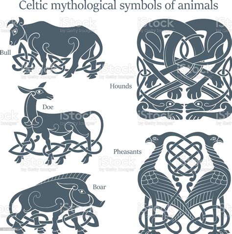 Ancient celtic mythological symbol animals set. Vector knot ornament ...