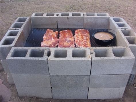 Cinder Block Pit Cooking | Cinder block, Outdoor cooking area, Cinder ...