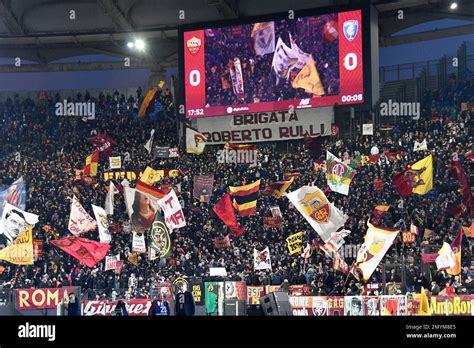 AS Roma fans during the Italian Football Championship League A 2022/2023 match between AS Roma ...