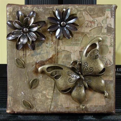 Small Mixed Media Assemblage Art on Canvas, 8 – Trilby Works