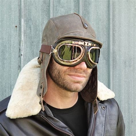 Aviator Hat | And Goggles | Vintage Brown Leather Aviator Cap – Cote ...