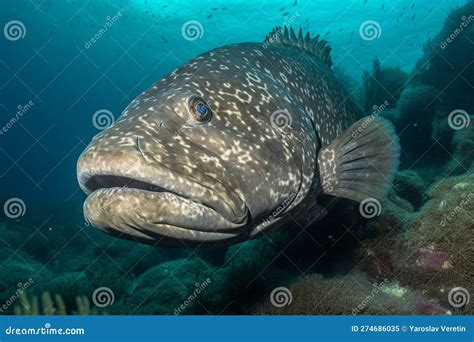 Underwater Photograph of Atlantic Goliath Groupers Swimming in Their Natural Habitat. Generative ...