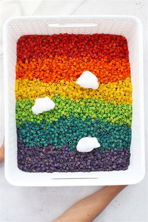 How to Make Rainbow Pasta for Sensory Play • One Lovely Life