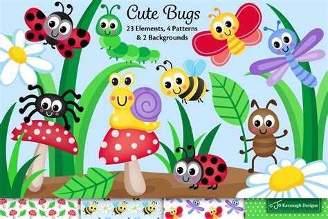 Cute Bugs Clipart -C45 | Pre-Designed Photoshop Graphics ~ Creative Market