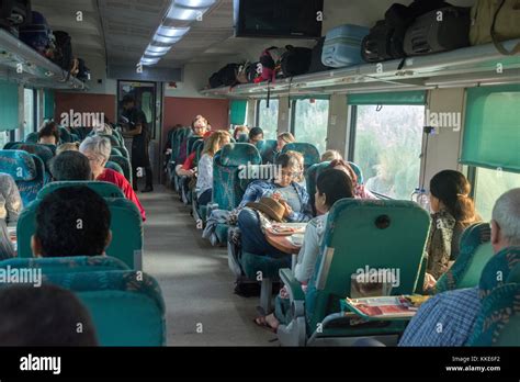 AC chair car (CC) coach in a Shatabdi Express, New Delhi to Ajmer, Rajastahn Stock Photo - Alamy