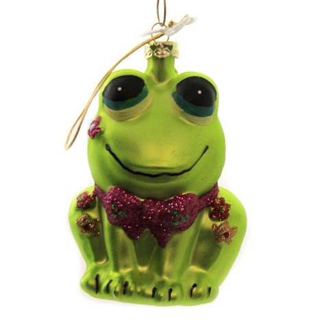 Holiday Ornament Retro Frog - One Ornament 4.0 Inches - Christmas Bow ...