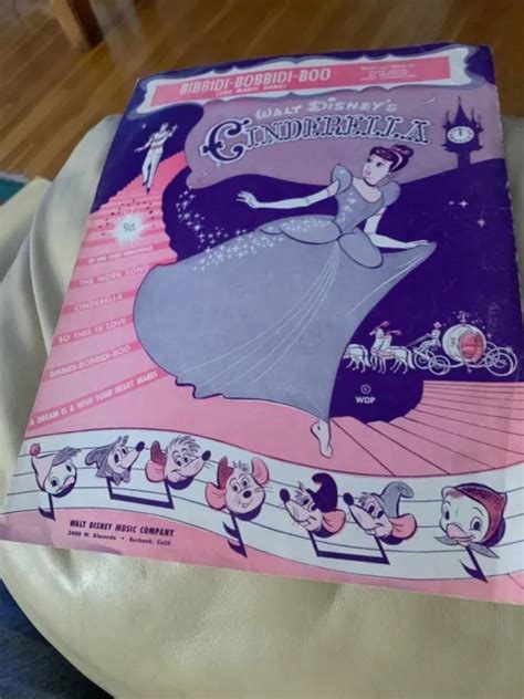 VINTAGE 1948 WALT Disney Cinderella Sheet Music Bibbidi-Bobbidi-Boo Song Sheet $5.00 - PicClick