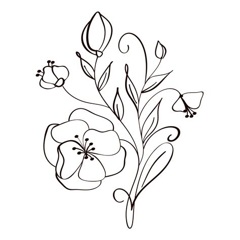 Flower Line Drawing SVG