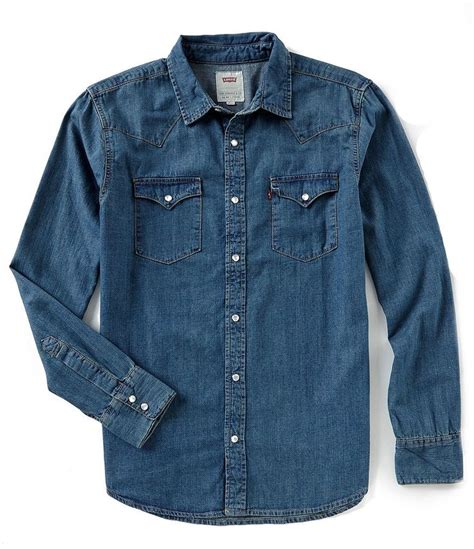 Levi's® Young Men's Slim Fit Barstow Solid Snap-Front Denim Shirt ...