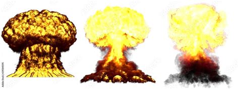 3D illustration of explosion - 3 big very high detailed different ...