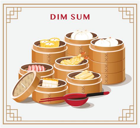 Dim sum menu set Asian food vector illustration 1938148 Vector Art at ...