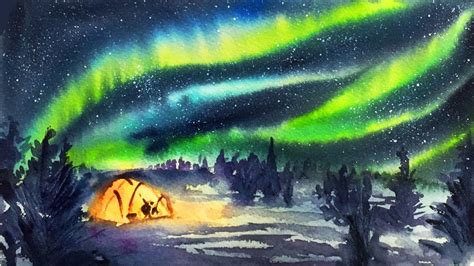 Watercolor Northern Lights