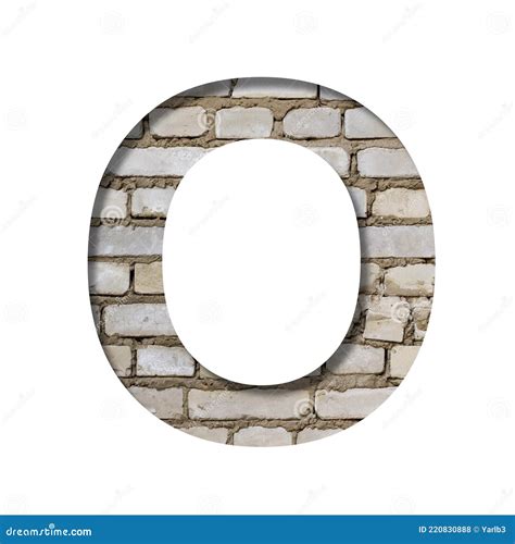 Font on White Brick. the Letter O is Cut from White Paper the Background of a Sloppy White Brick ...