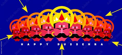 Happy Dussehra, illustration of arrows and ravan, Indian festival ...