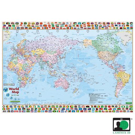 WORLD MAP & FLAGS (LAMINATED) - Identity Malaysia