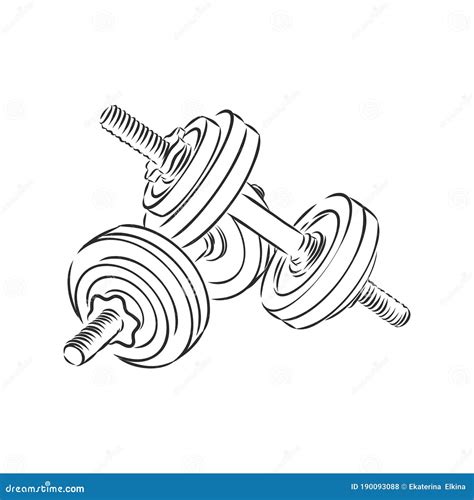 Sketch Dumbbell Weight, Dumbbells, Vector Sketch Illustration Royalty-Free Cartoon ...