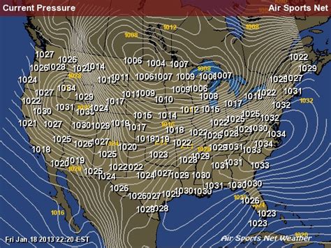 Barometric Pressure Map for the United States | Map, Pressure, United ...