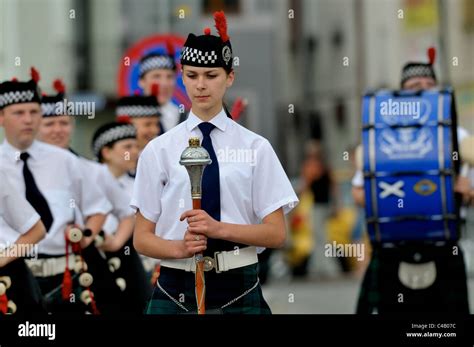 Scottish bagpipes and drums music players in Krakow -Cracow during a ...