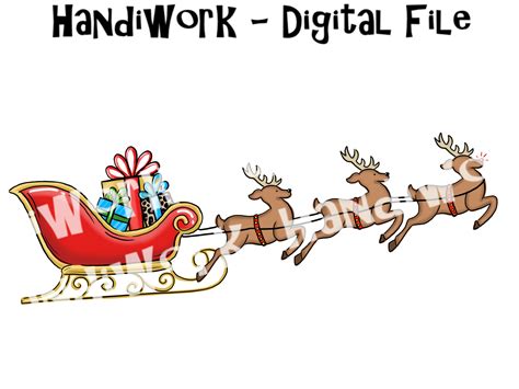 Santa Sleigh Flying Clipart Png