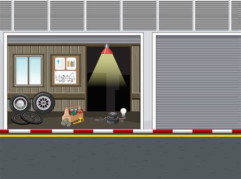 Garage scene in cartoon style 5311361 Vector Art at Vecteezy