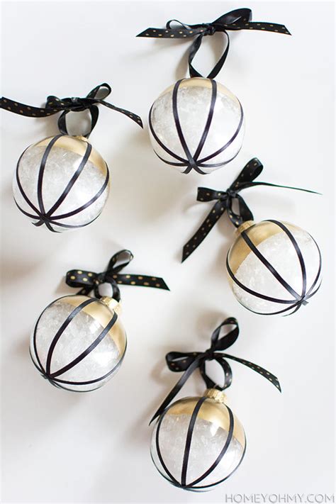 DIY Black, White, and Gold Ornaments - Homey Oh My