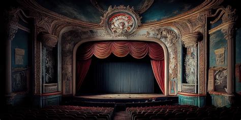 Premium AI Image | Interior view of old cinema theater Theater vintage stage Empty theater hall ...