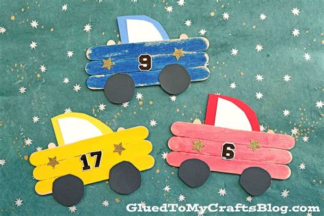 Popsicle Stick Race Car Craft Idea