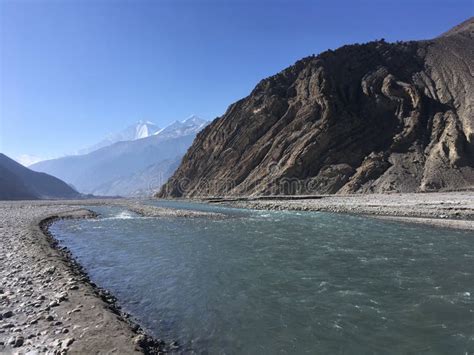 Gandaki River in Winter in Mustang District, Nepal. Stock Image - Image of jomstom, river: 108191181