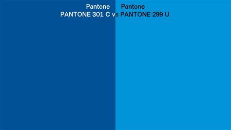 Pantone 301 C vs PANTONE 299 U side by side comparison