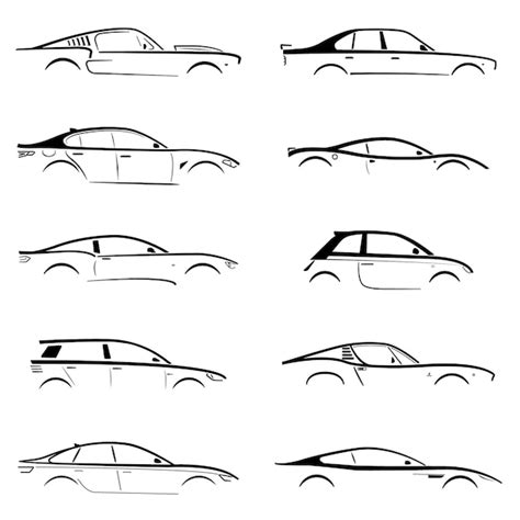 Premium Vector | Set concept black car silhouette on white background