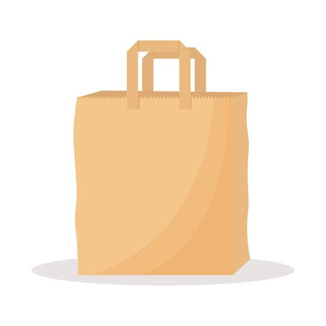 Empty paper bag isolated on white background. Flat vector illustration ...