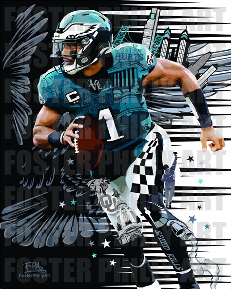 Philadelphia Sports Art JALEN HURTS Custom Print - Etsy