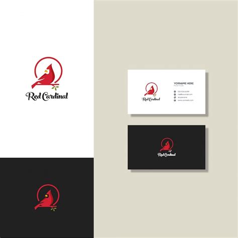 Premium Vector | Red cardinal logo and business card template