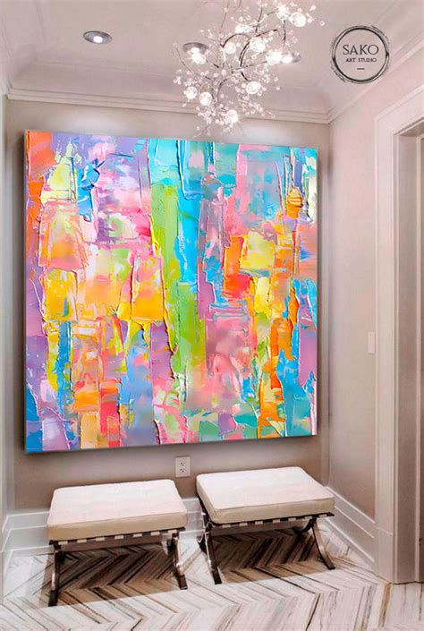 Extra Large Wall Art / Abstract Painting / Colorful Painting / Rainbow ...