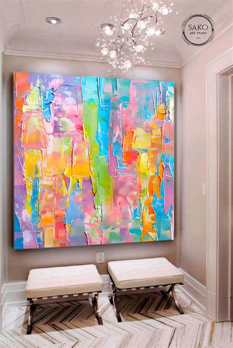 Extra Large Wall Art / Abstract Painting / Colorful Painting / Rainbow Painting / Large Canvas ...