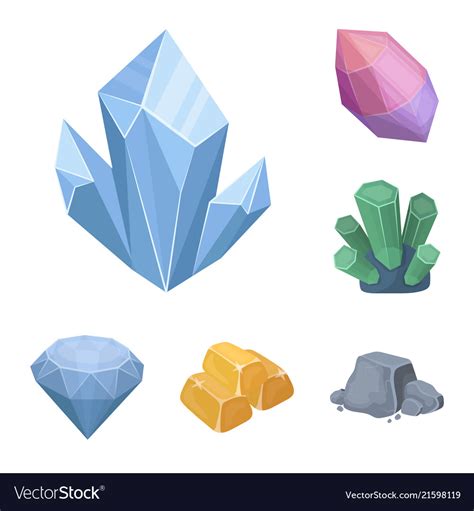 Precious minerals cartoon icons in set collection Vector Image