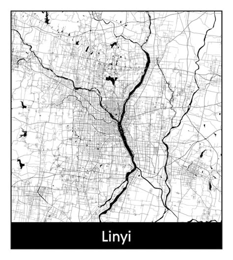 Premium Vector | Minimal city map of linyi (china, asia)