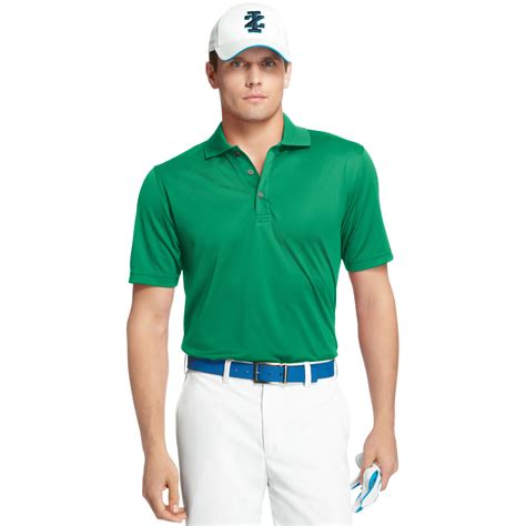 Izod Golf Shirt Uv Wicking Performance Solid Grid Polo Shirt in Green ...