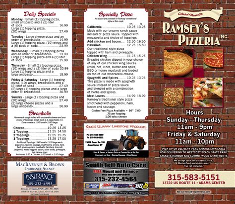 Ramseys 2018 | Fasprint Menus