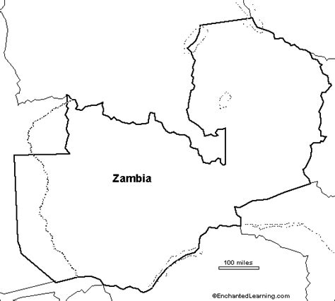 Outline Map: Zambia - EnchantedLearning.com