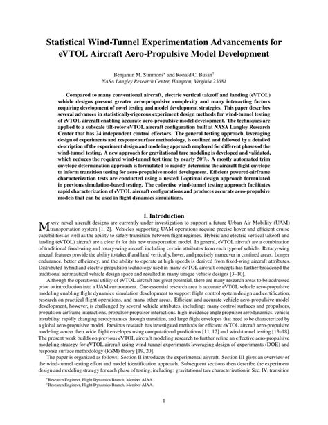 (PDF) Statistical Wind-Tunnel Experimentation Advancements for eVTOL Aircraft Aero-Propulsive ...