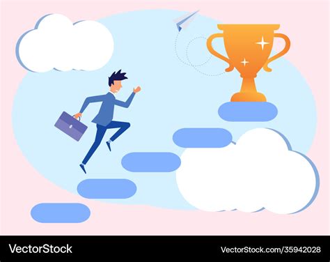 Graphic cartoon character achieving goals Vector Image